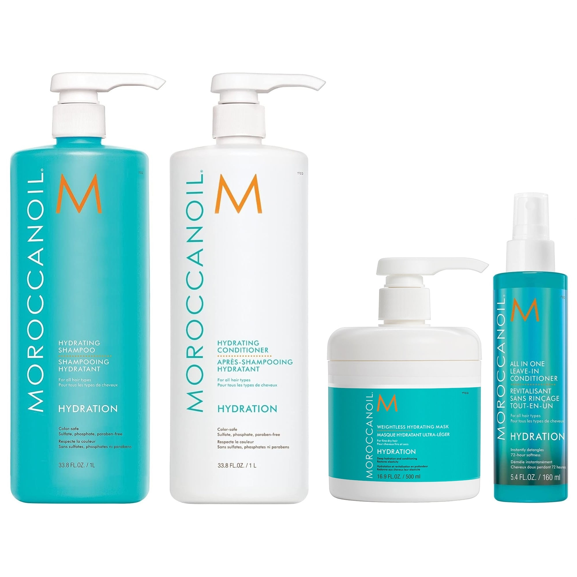 Shampoo 1000ml + Acondicionador + Mask + Spray Moroccanoil Hydration