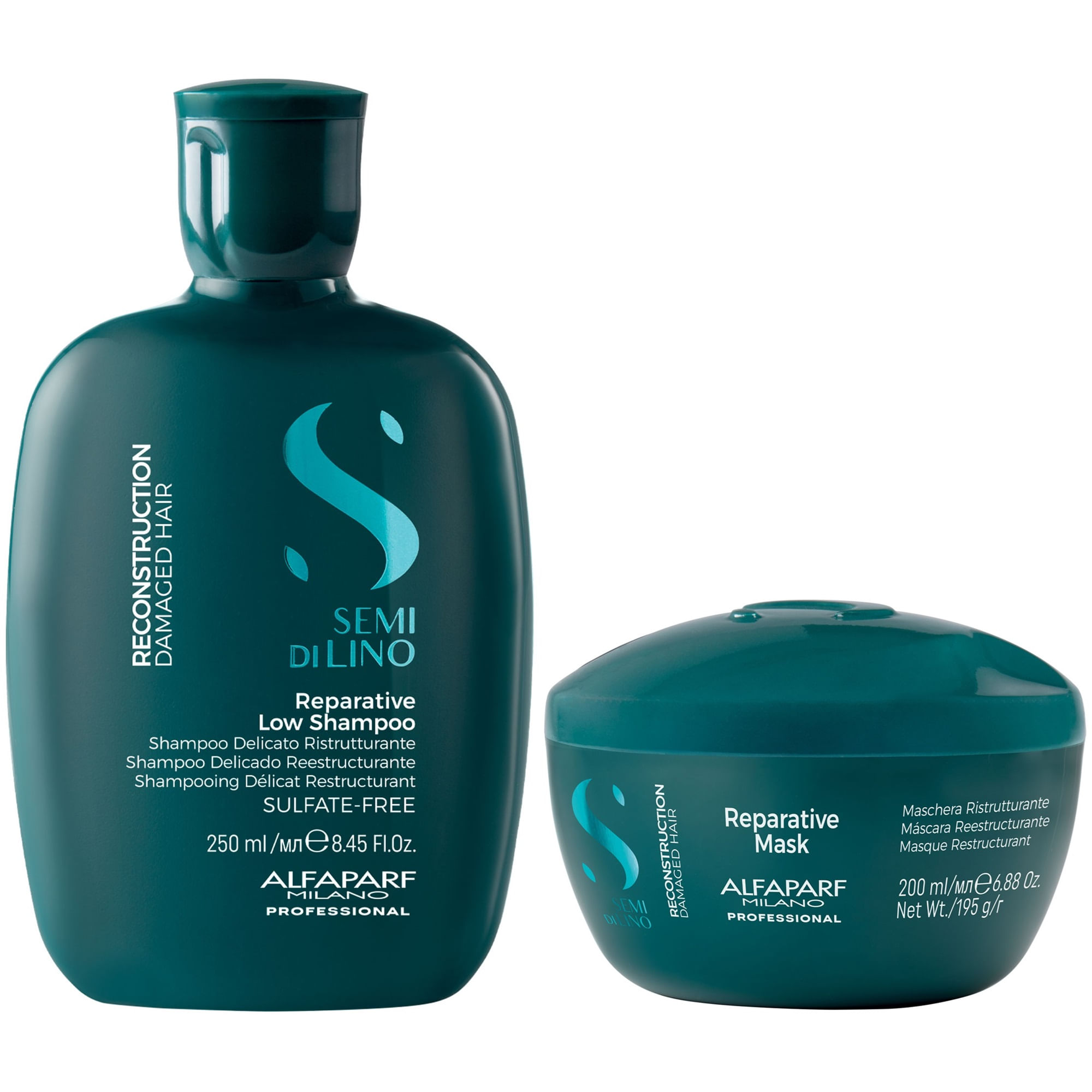 Shampoo Reparador Sin Sal 250ml + Mascarilla Alfaparf Reconstruction