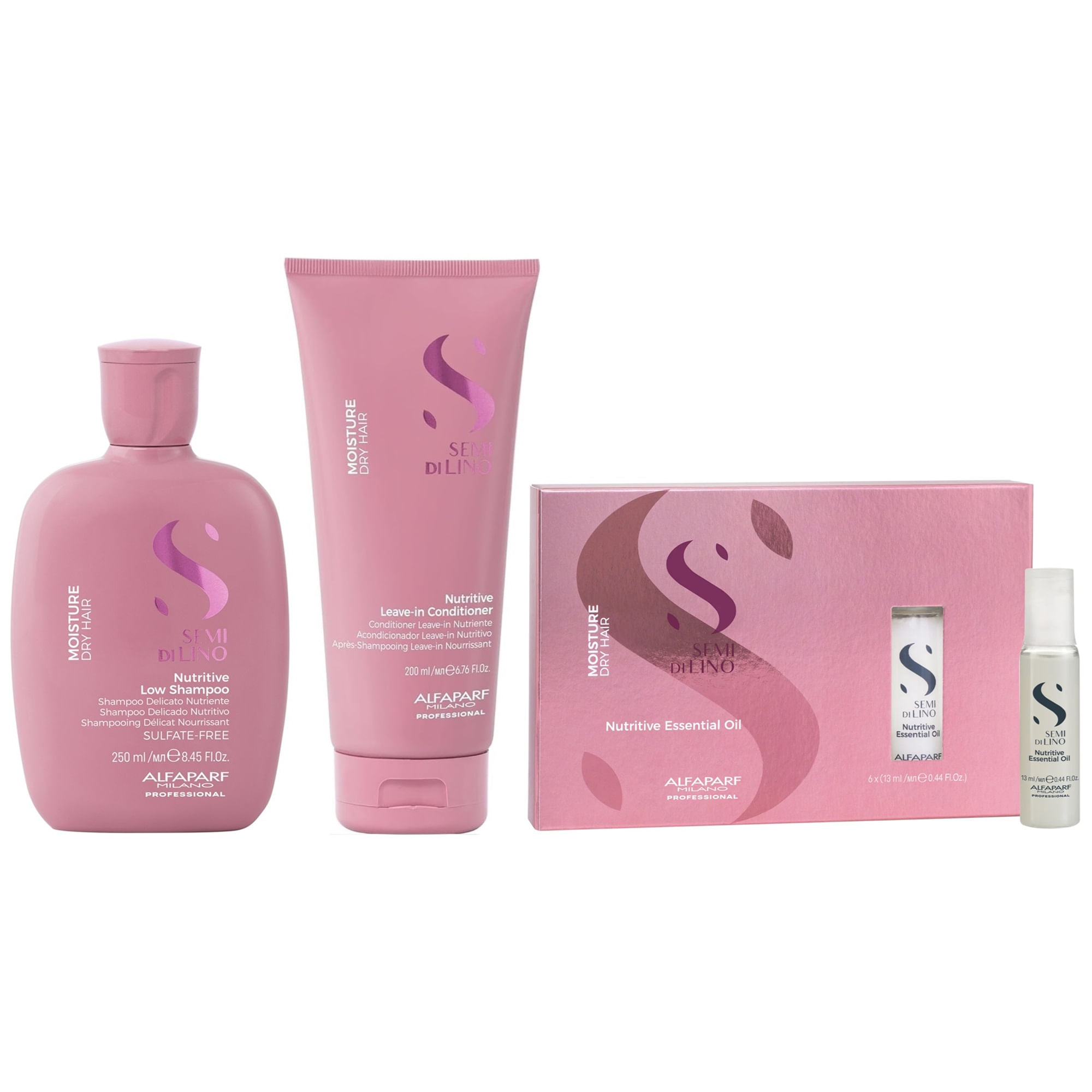 Shampoo Nutritivo 250ml + Acondicionador + Ampollas Alfaparf Moisture