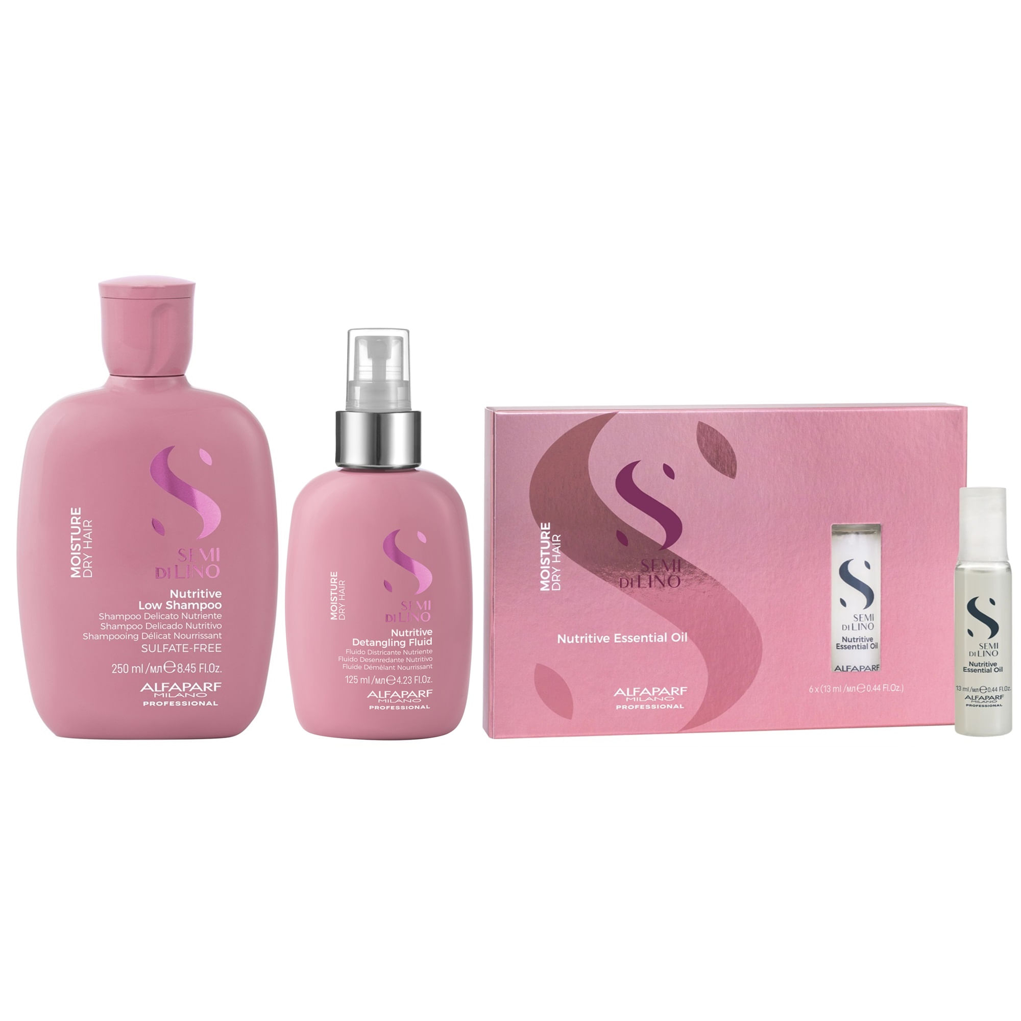 Shampoo Nutritivo Sin Sal 250ml + Spray + Ampollas Alfaparf Moisture