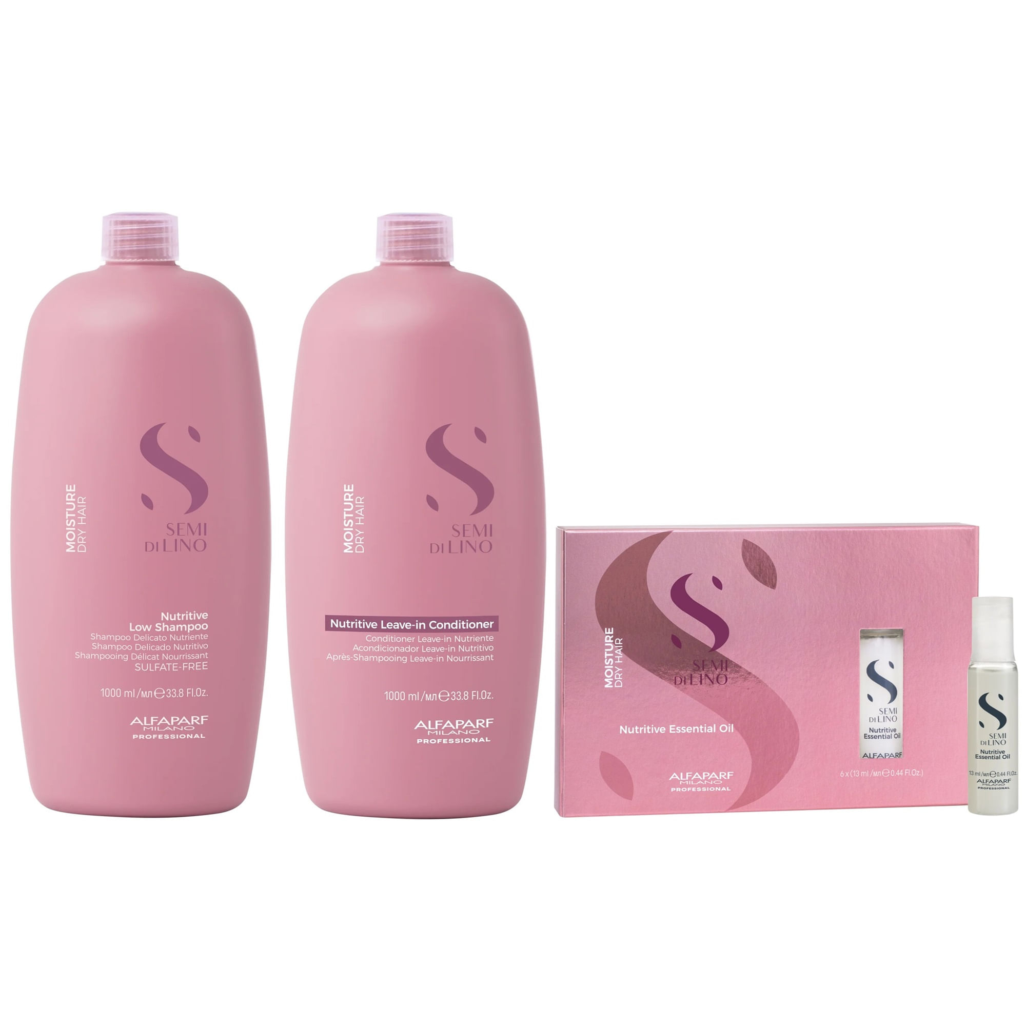Shampoo Nutritivo 1000ml + Acondicionador + Ampollas Alfaparf Moisture