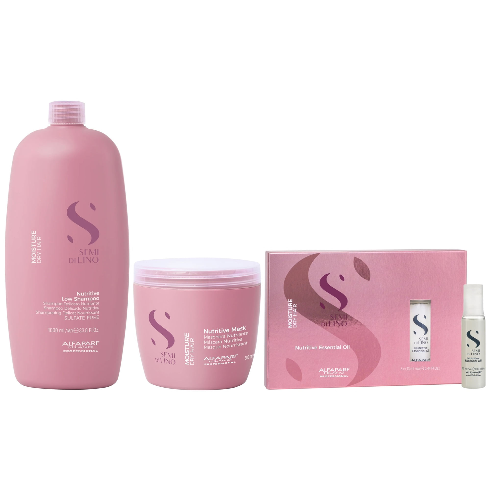 Shampoo Nutritivo 1000ml + Mascarilla + Ampollas Alfaparf Moisture