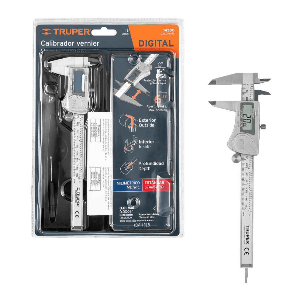 CALIBRADOR VERNIER DIGITAL TRUPER 6 PULGADAS MILIMETRICO
