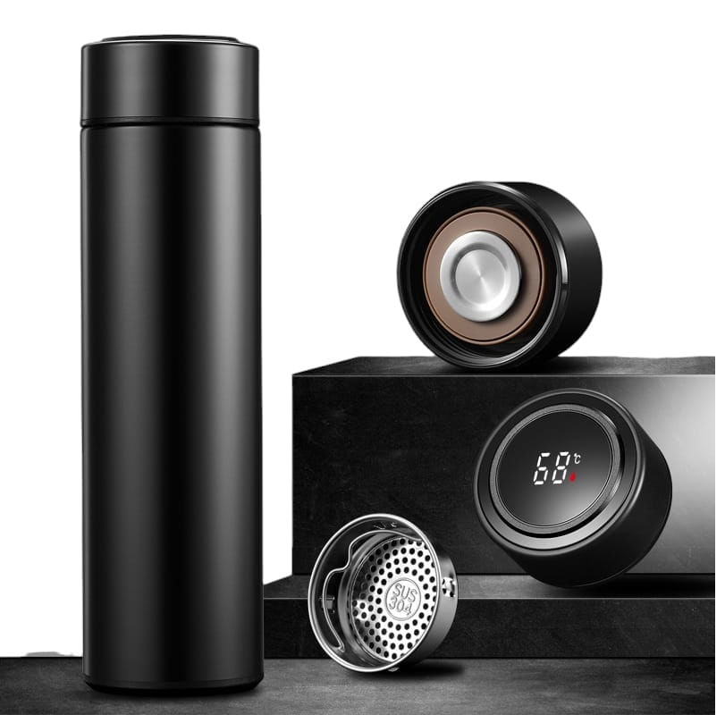 Termo inteligente acero inoxidable botella con sensor - Negro