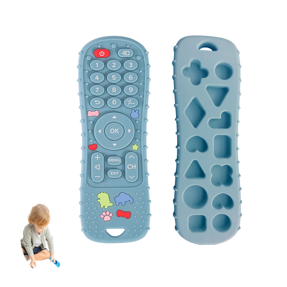 Mordedor Control de Silicona Dino Azul acero para bebe Baby Froggie