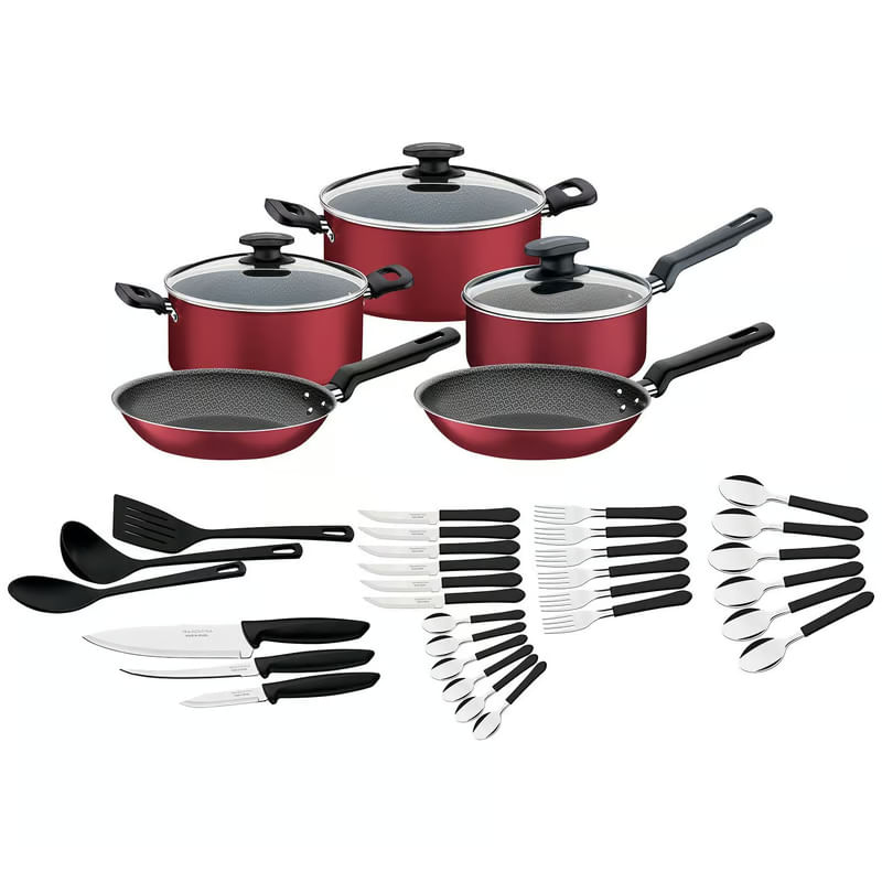 Juego de Ollas 38 Piezas Antiadherente Victoria Tramontina Rojo (JYA)