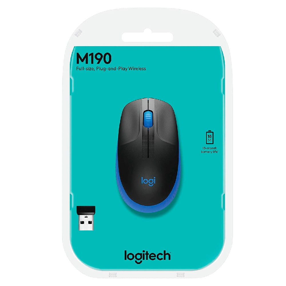 Mouse Logitech M190 Inalambrico Ergonómico USB Azul