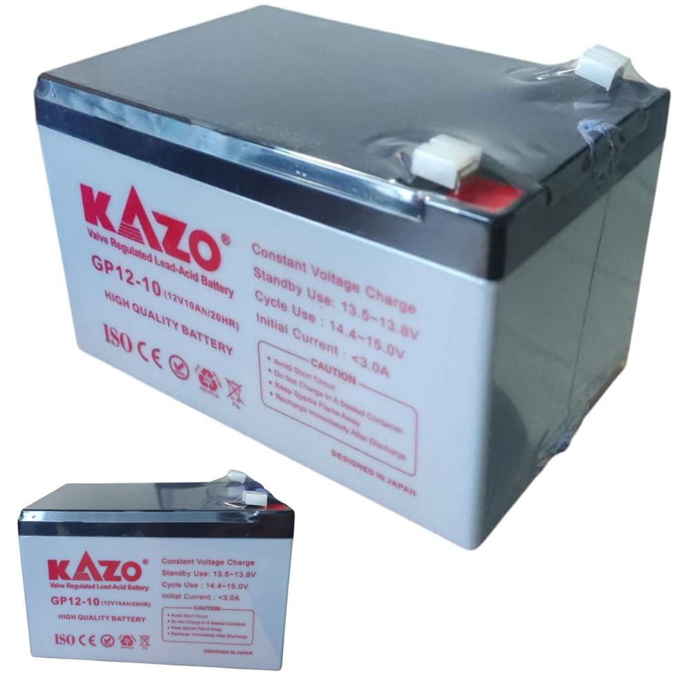 Batería Seca 12v 10ah 20hr Gp12-7 Kazo Recargable Alarma Ups