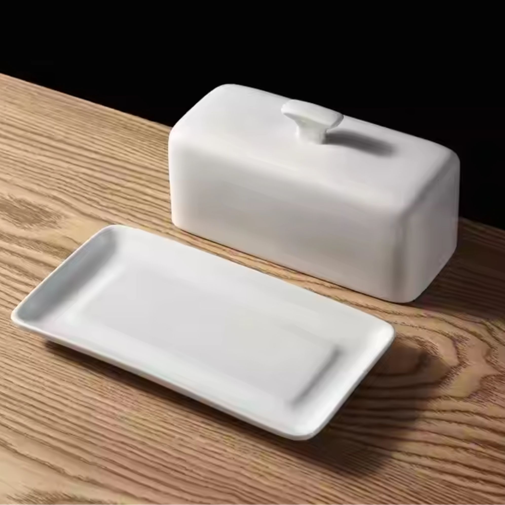 Quesera, Mantequillera de Porcelana Blanca C/Tapa 20*12*9