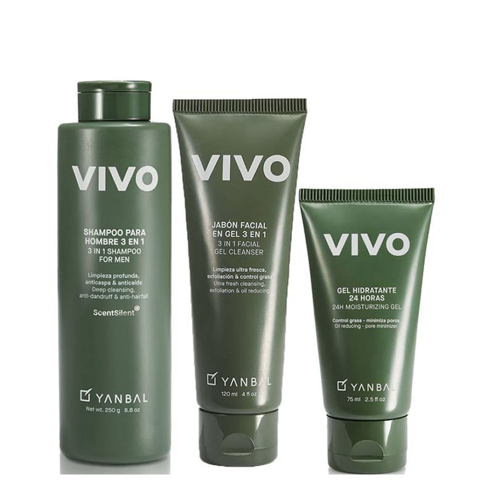 Set Shampoo + Gel Facial + Gel Hidratante Vivo de Yanbal