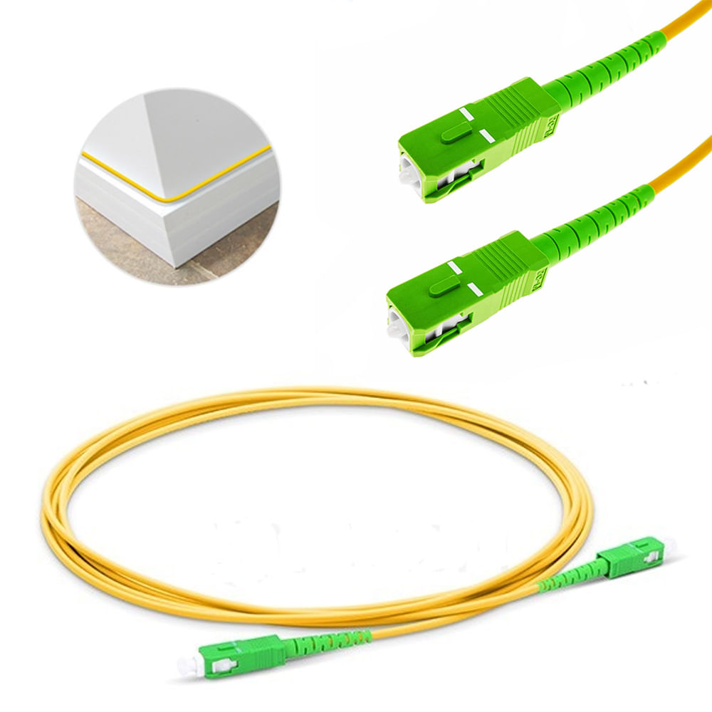 Cable patch cord de fibra optica OM3 3.0mm SC-SC APC 9/125 2 Metros