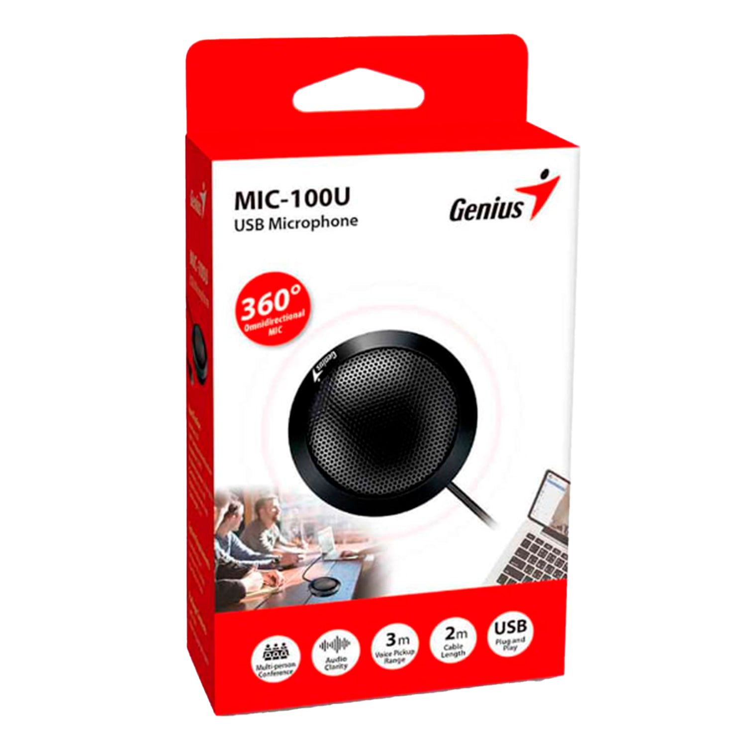 MICRÓFONO GENIUS MIC-100U PARA VIDEOCONFERENCIA NEGRO