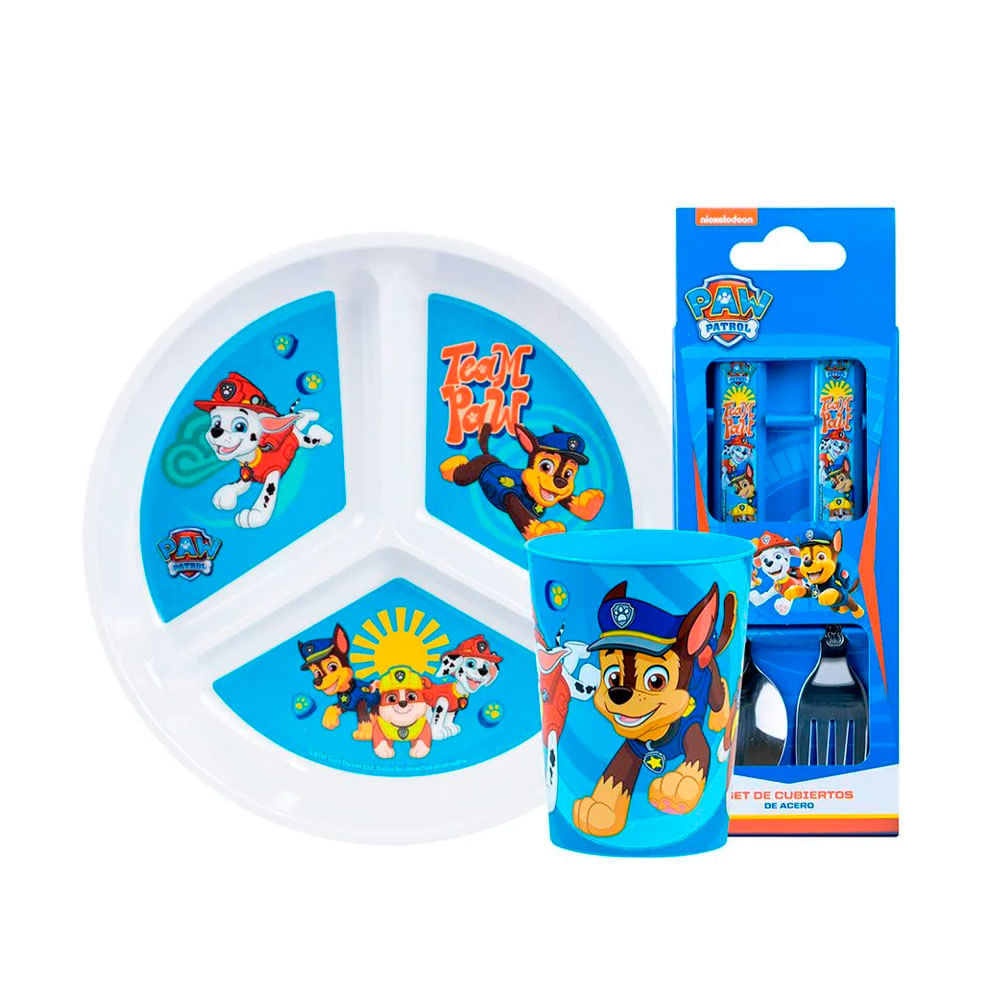 Vajilla Infantil Paw Patrol Division Scool+Vaso+Cubie 703806