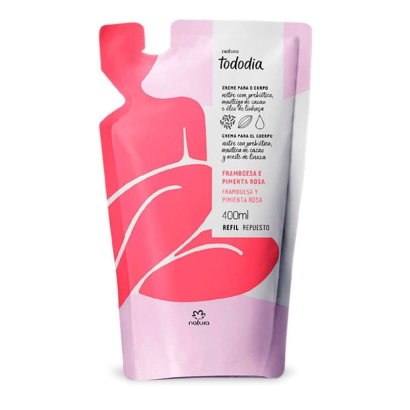 Crema nutritiva Natura Tododia para el cuerpo Frambuesa y Pimienta Rosa Repuesto 400 ml