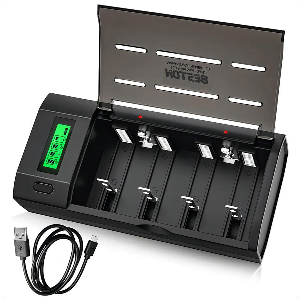 Cargador de pilas baterías recargables AA  AAA C D 9V pantalla LCD