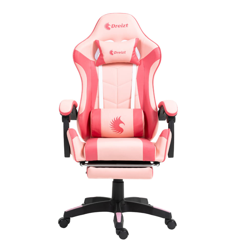 Silla Gamer Ergonómica Dreizt Shine Series Rosado Caramelo Con Posapies Reclinable
