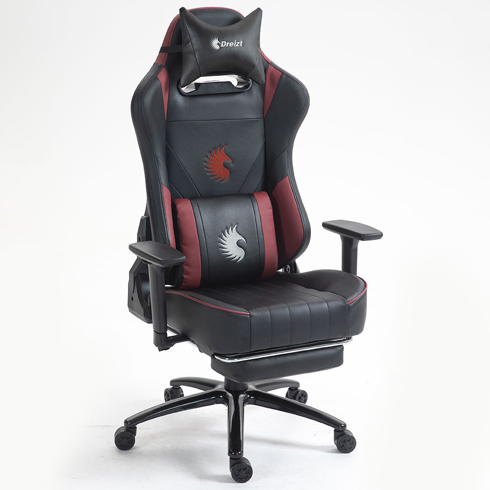 Silla Gamer Dreizt Heroes Series Rojo Dark Premium Alta Calidad Reclinable con Posapies Gas Lift Cla