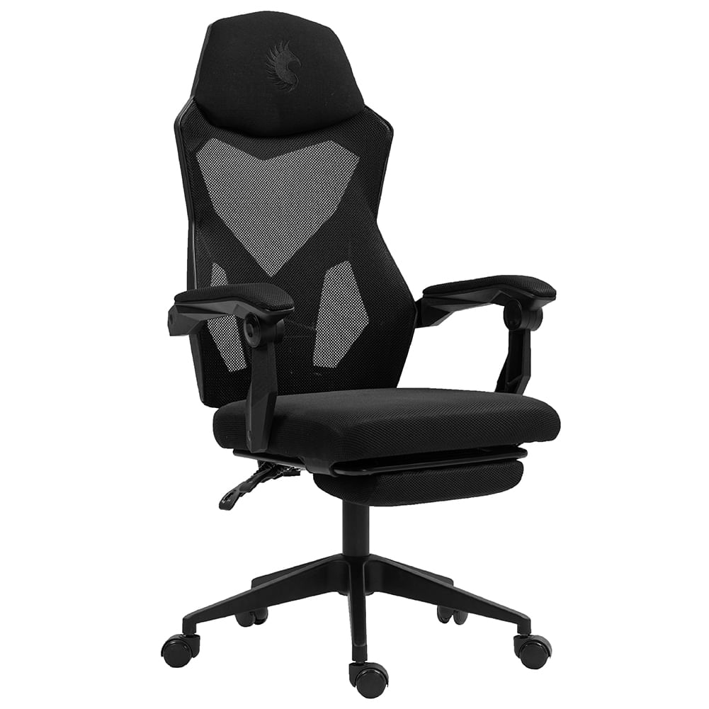 Silla Gamer Ergonómica Dreizt Mesh XL Negro Con Posapies Reclinable