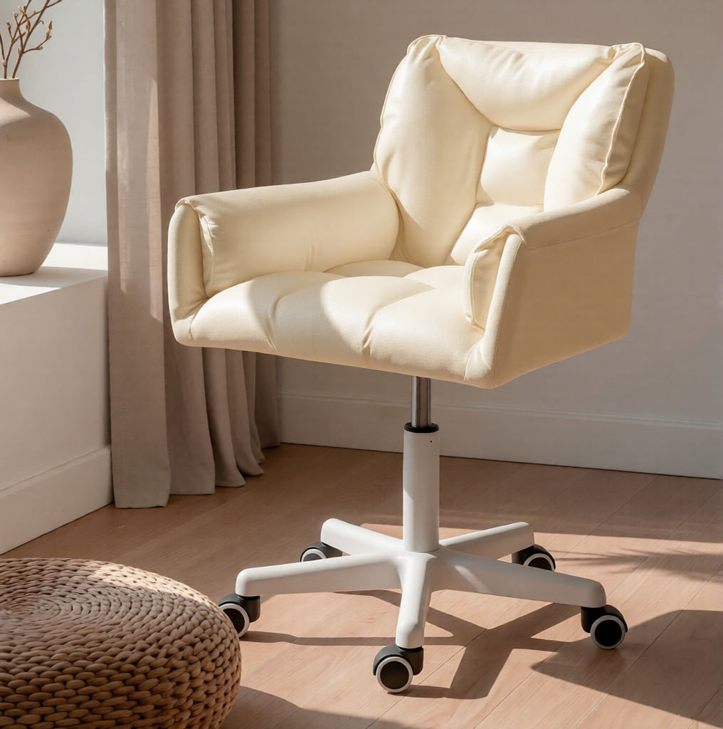 Silla Giratoria de Escritorio Oficina Buckingham Vanity Beige Crema