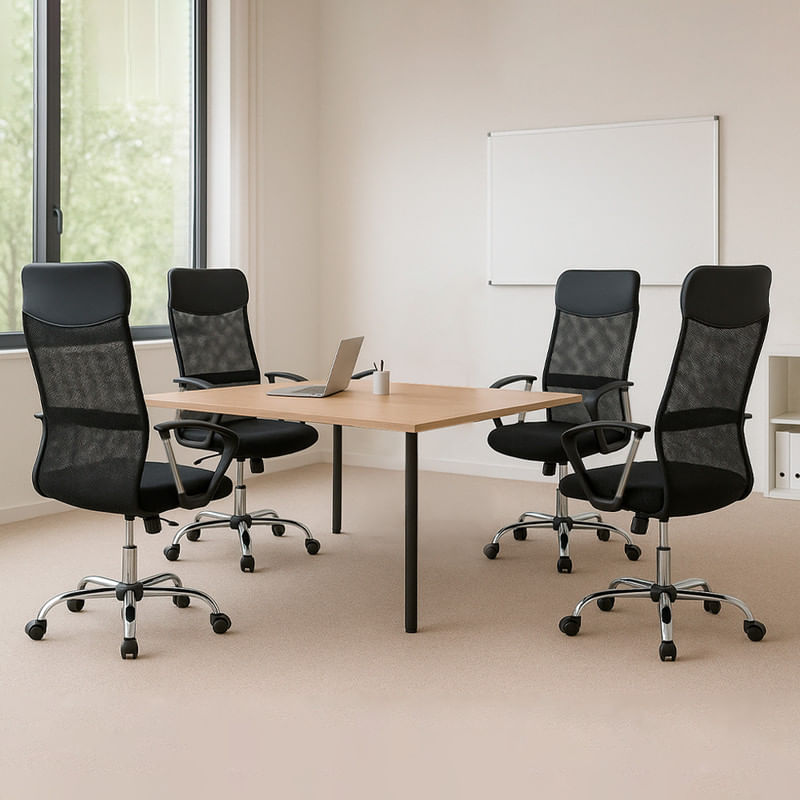 Juego de 4 Sillas de Oficina Ejecutiva Base de Acero Komsum Milan Negro