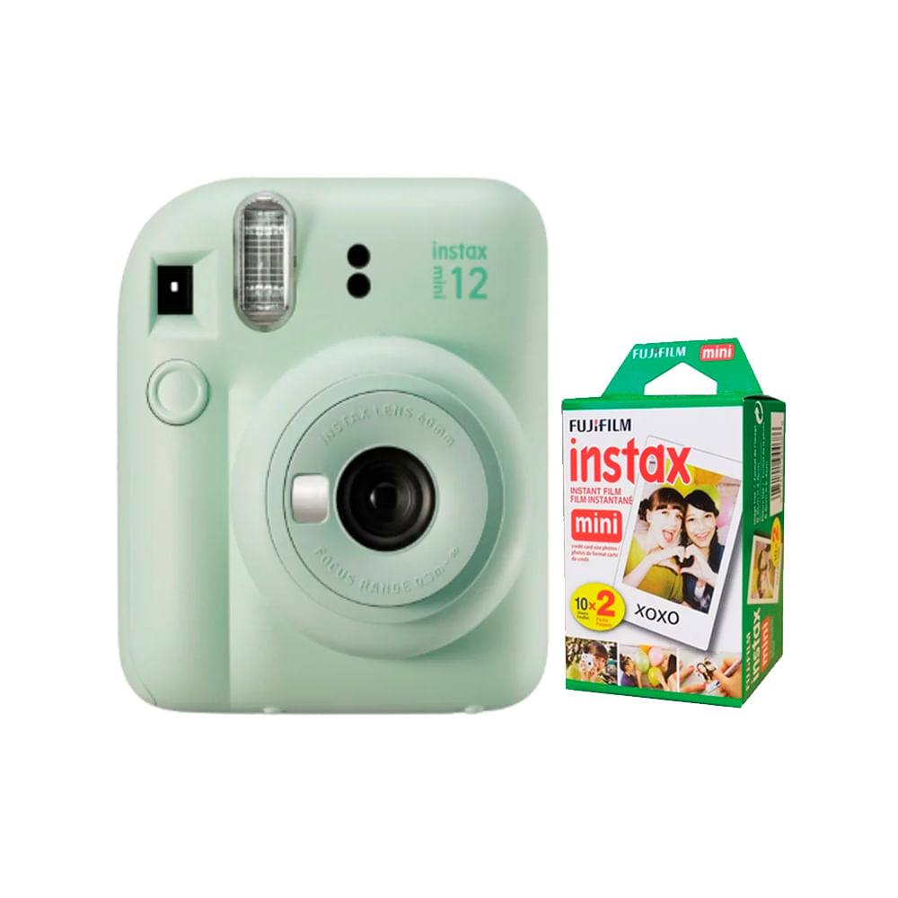 Camara  Fujifilm Instax Mini 12 Verde Menta+Pack de Pelicula x20