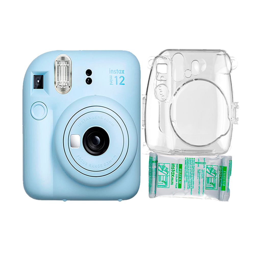 Camara  Fujifilm Instax Mini 12 Azul Pastel+Estuche Transpa+Pelix10