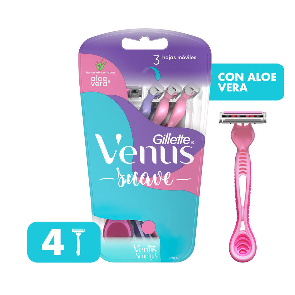 Máquina para Afeitar Gillette Venus Simply3 4 unidades