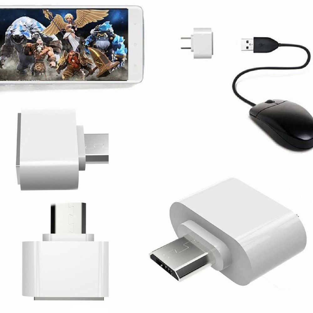 Convertidor Adaptador Otg Micro Usb Macho A Usb 2.0 Hembra - Blanco
