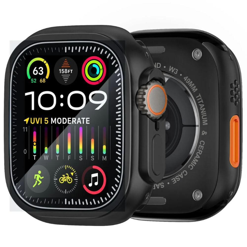 Case de Metal Para Apple Watch Ultra Ultra 2 Ultra 3 Negro Clasico