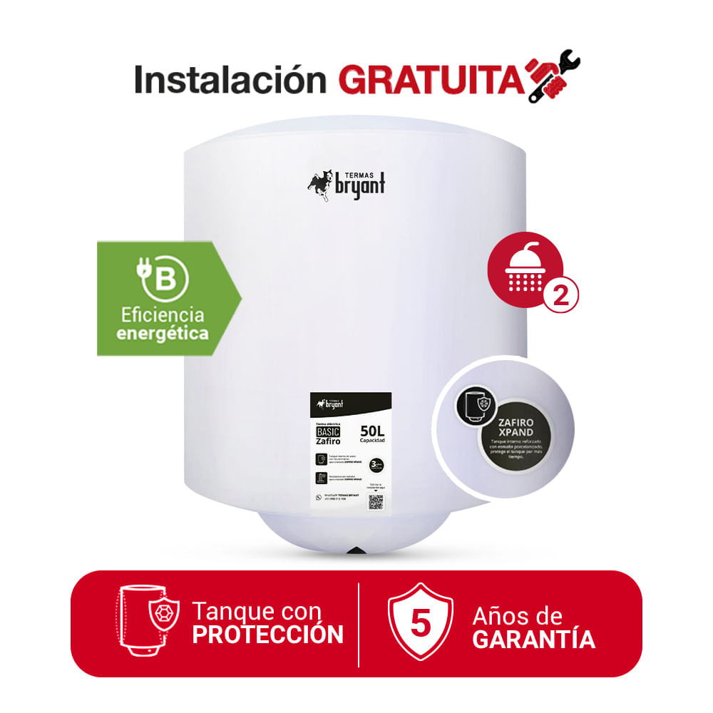 TERMA ELÉCTRICA 50L BASIC BRYANT MAYOR DURACIÓN