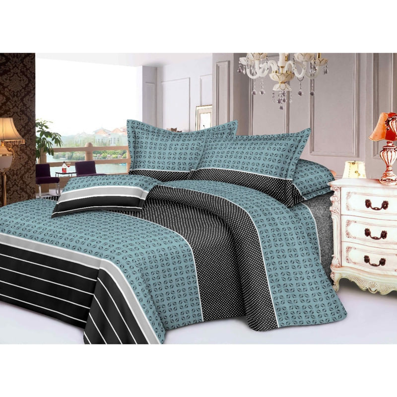 Juego de Sábanas 100% Algodón 2Plazas 4 Piezas 2000 Hilos Verde Negro