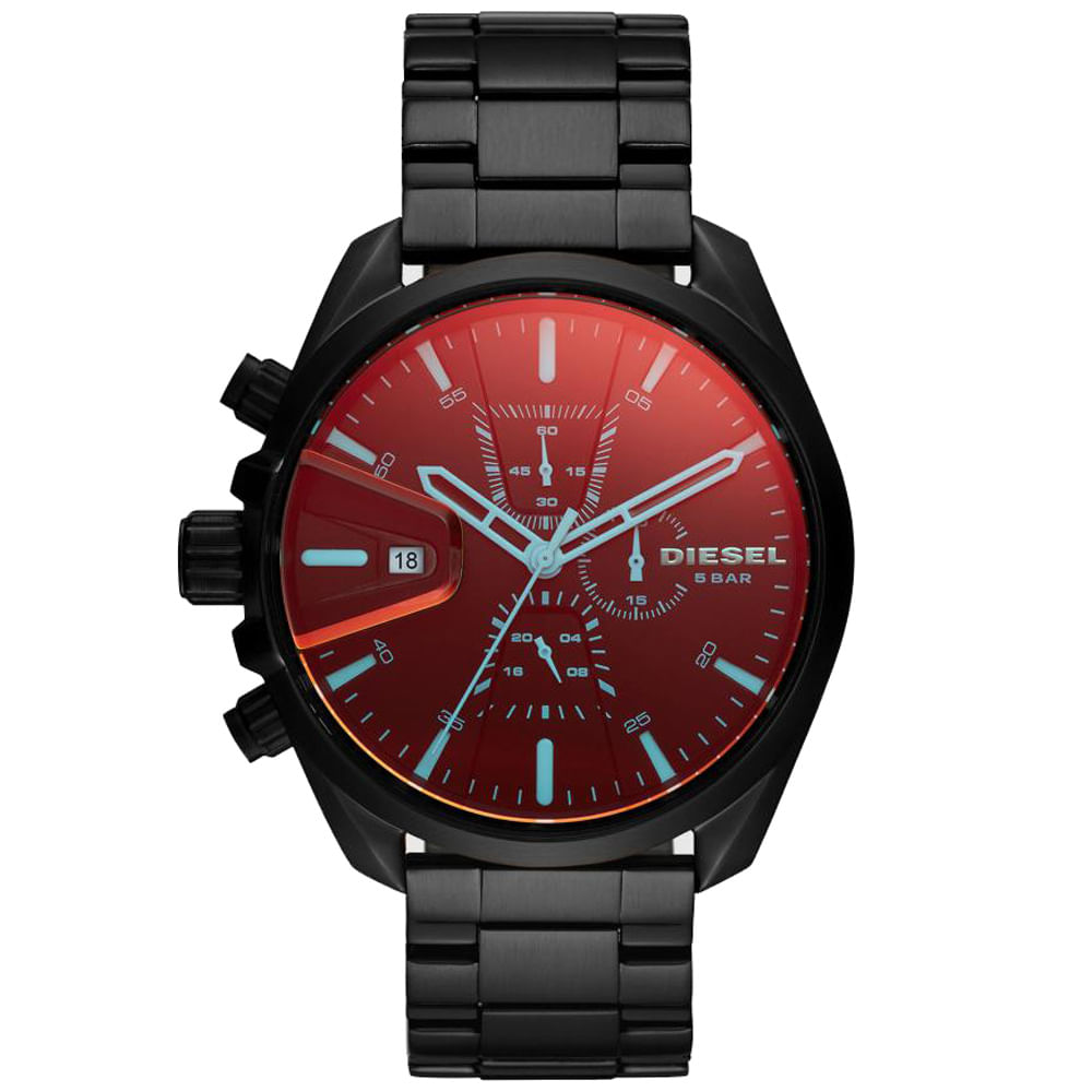 Reloj Diesel MS9 Chrono DZ4489 Fecha Cronómetro Acero Inoxidable Cristal Iridiscente