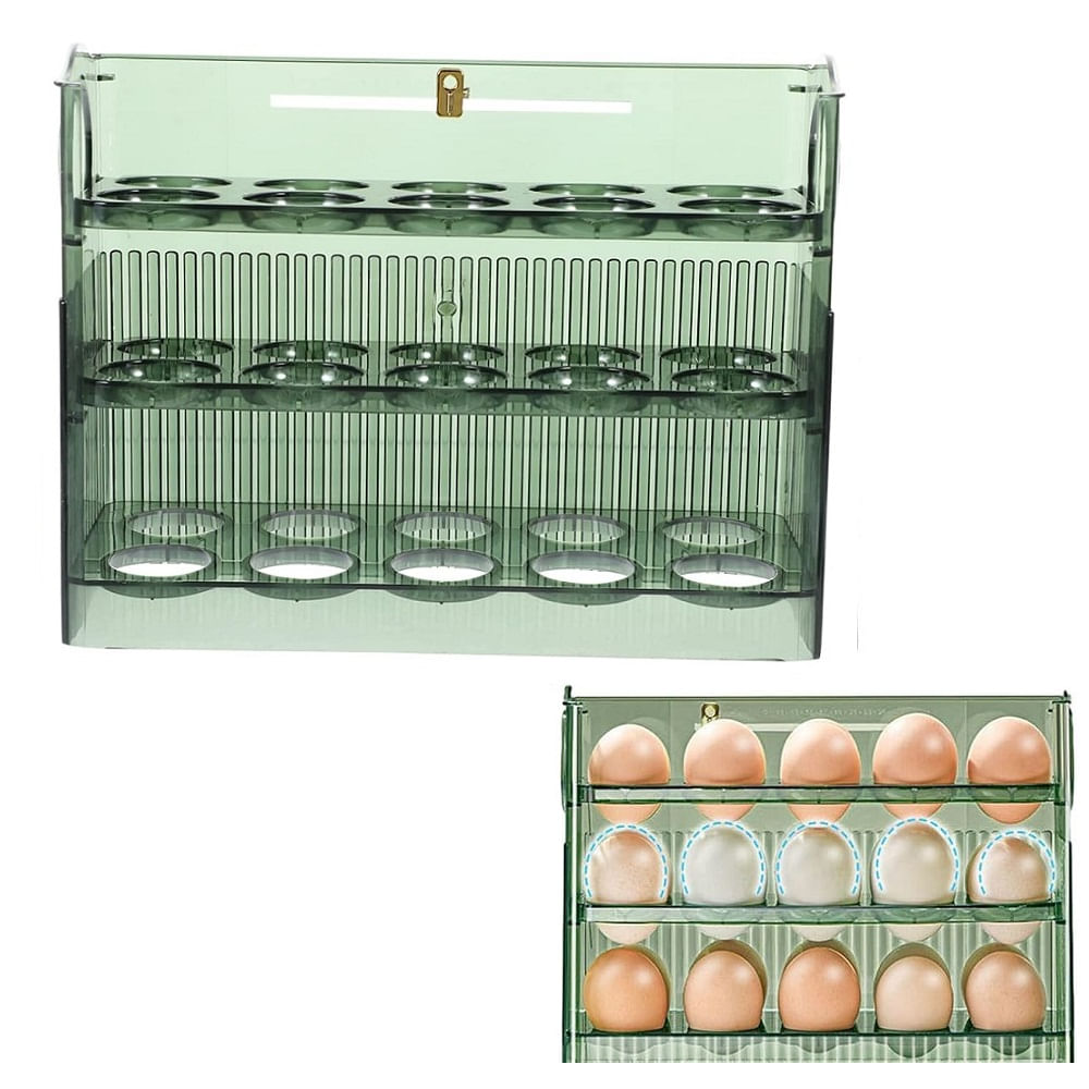 Porta huevos organizador acrílico 3 niveles para 30 huevos - Verde