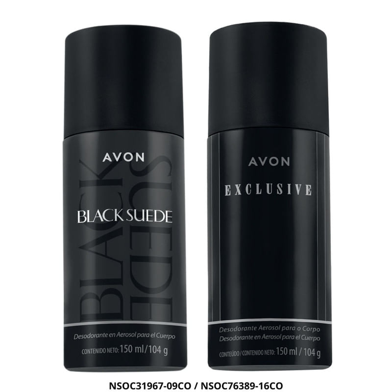 Pack Avon Desodorante en Aerosol Black Suede y Exclusive