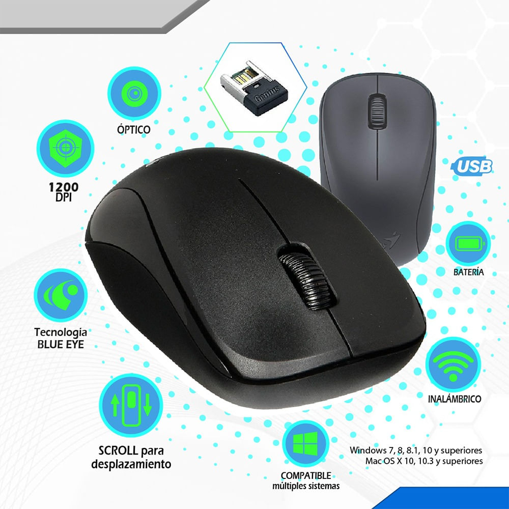 Mouse Genius NX-7000 Inalámbrico Negro