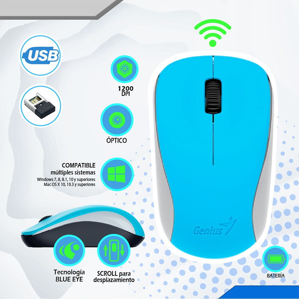 Mouse Genius NX-7000 Inalámbrico Azul