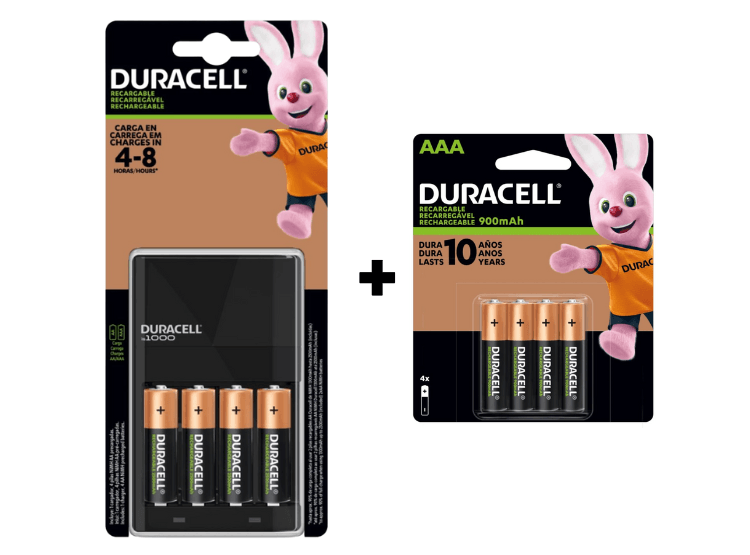 Kit Pilas Recargables 2500 mAh +Cargador + 4 pilas recargables AAA