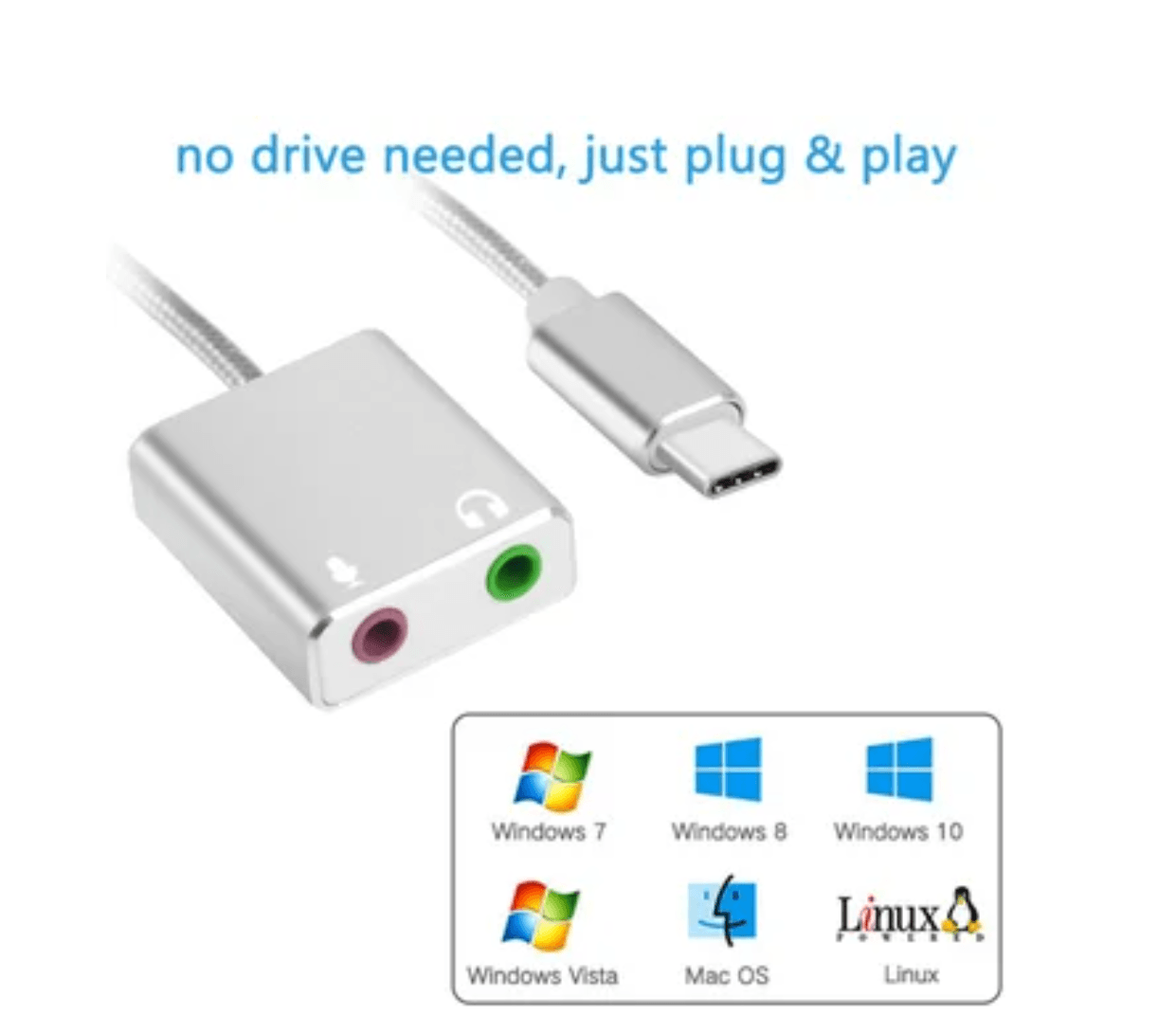 Tarjeta De Sonido Tipo C 7.1 Audio 3d Microfono Externo Usb