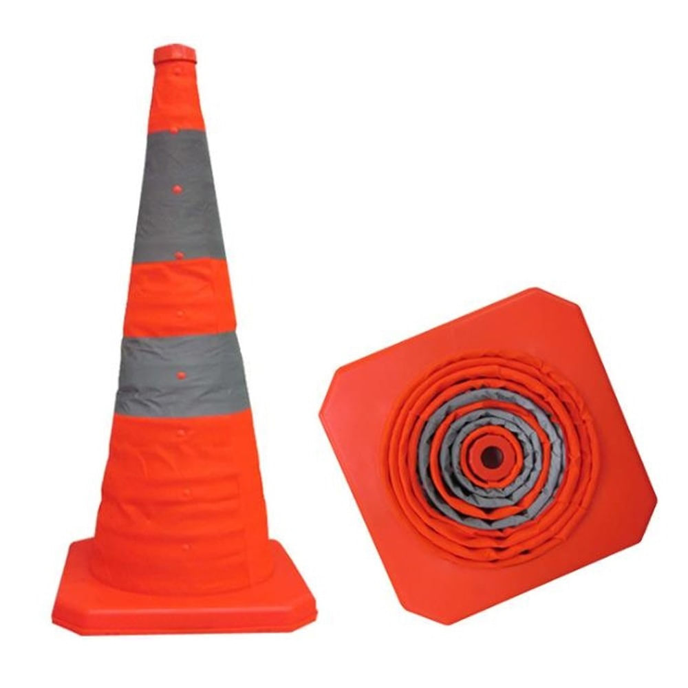 Conos de Seguridad de 70cm Plegable doble cinta reflectiva para Auto