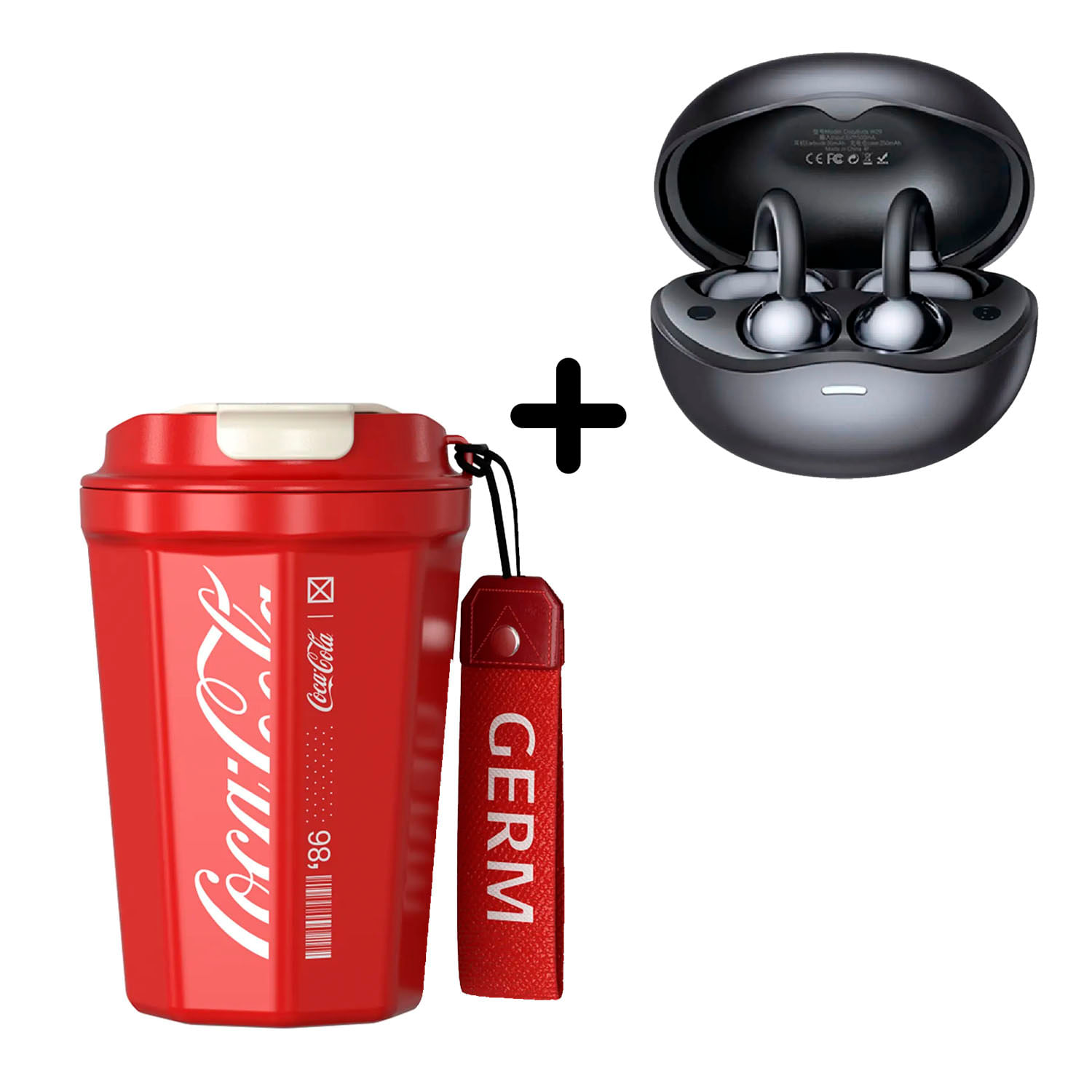 Combo Vaso Coca-Cola Rojo 390 ml + Audífono Remax W29 Negro