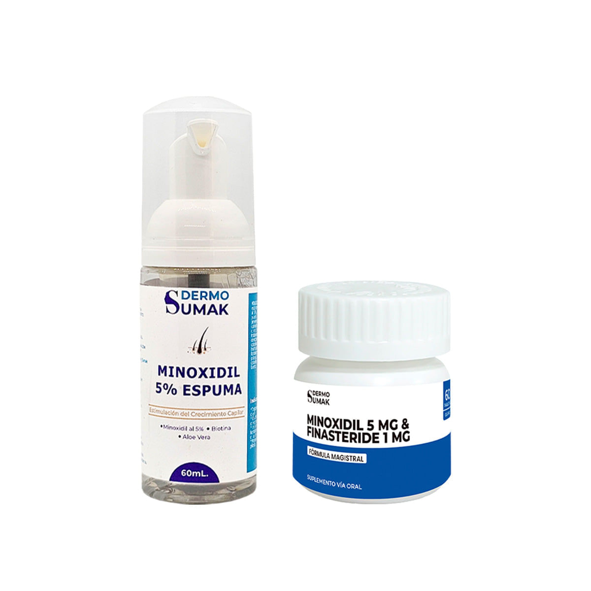 MINOXIDIL 5% EN ESPUMA 60ML + Minofin Finasteride 1 mg & Minoxidil 5 mg x 60 Cápsulas