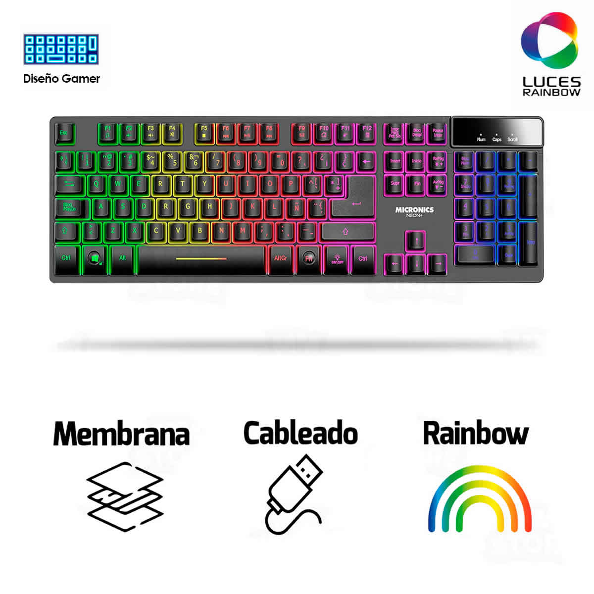 TECLADO MICRONICS NEON BLACK - MIC 709