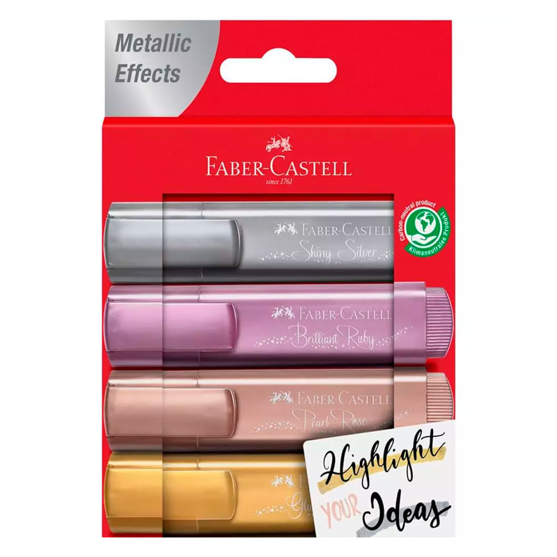 Resaltador Faber Castell Metalicos estuche x 4und