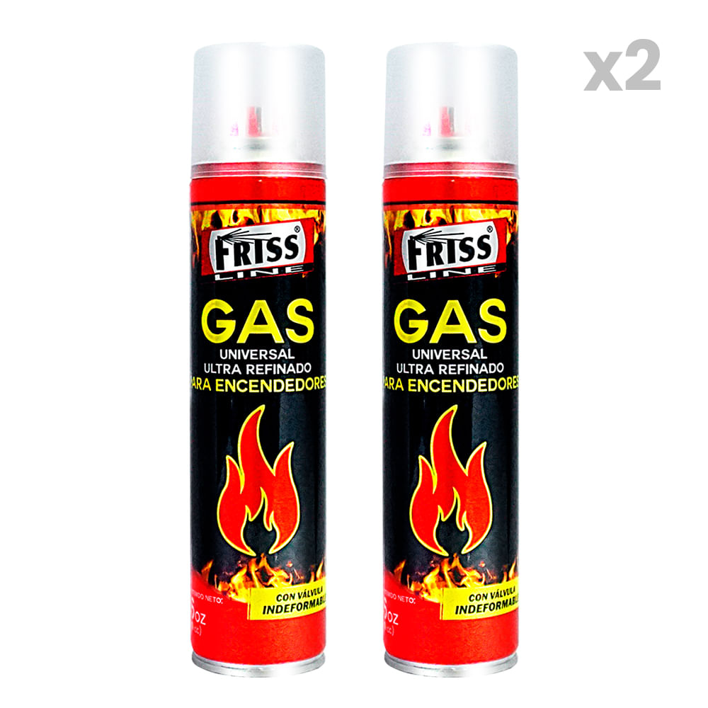 Combo Gas Butano Friss Para Encendedores Soplete con Boquilla 480ml x 2 Und