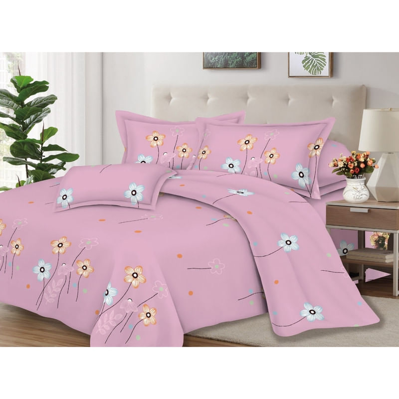 Juego de Sábanas 100% Suave Algodón 2Plazas 4 Piezas 2000 Hilos Rosa Lila