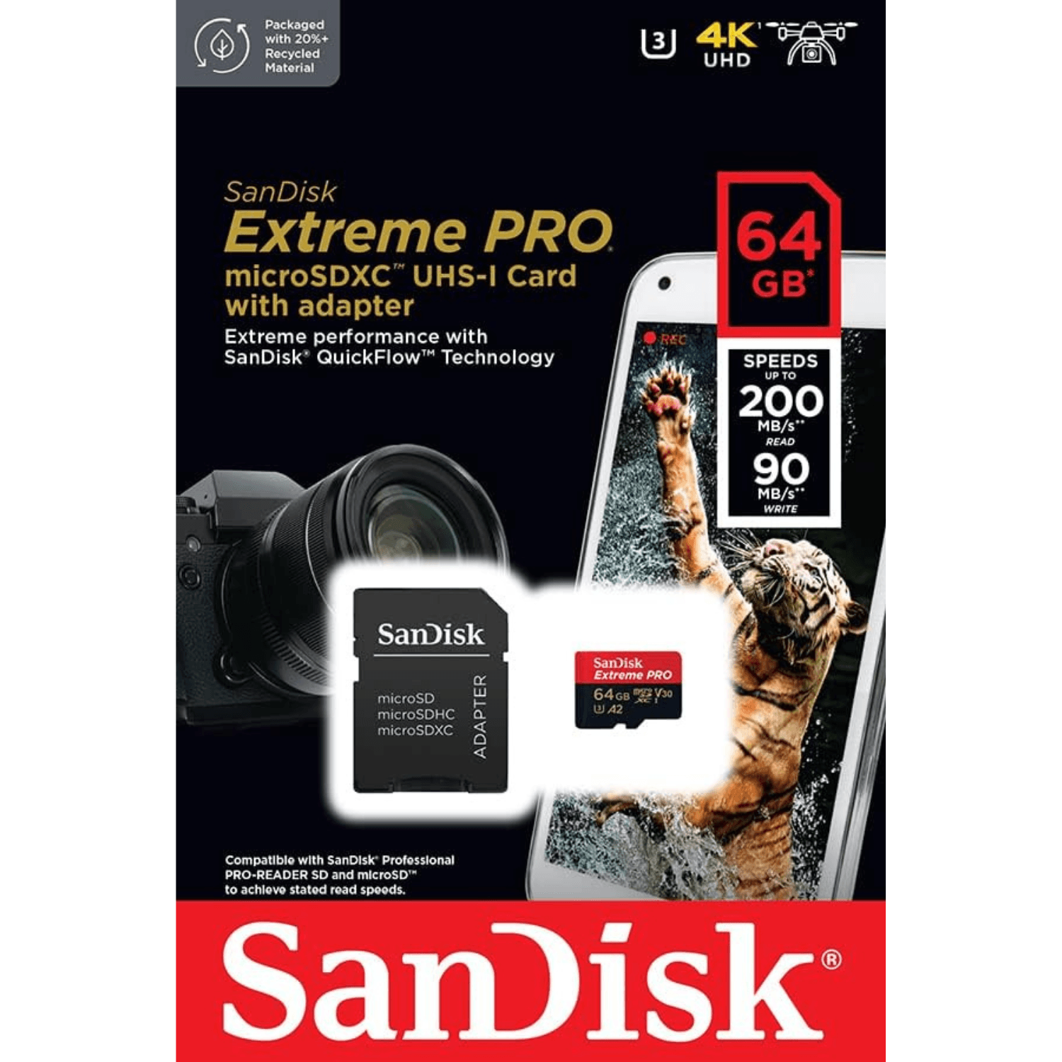 Memoria Sandisk Extreme Pro MicroSDXC 64GB 200MB/s con adaptador SD