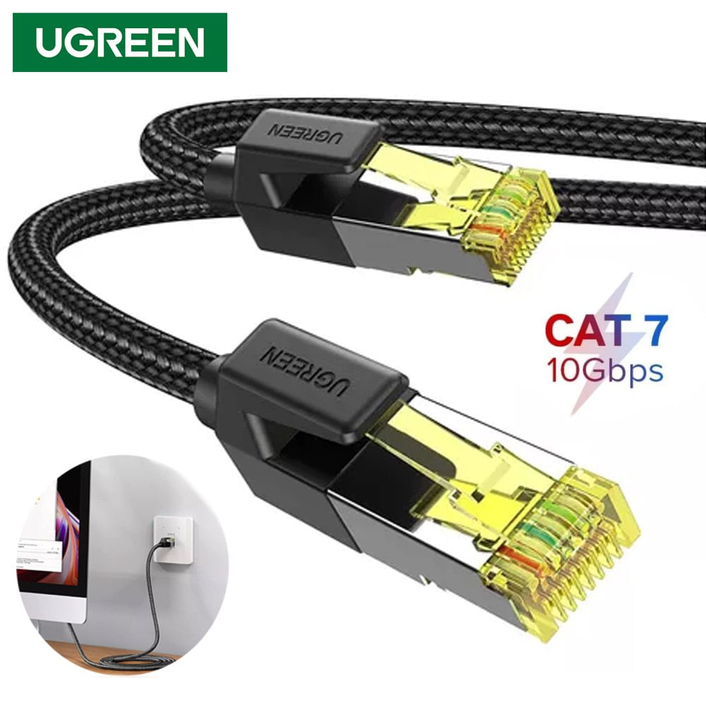Cable de Red Cat 7 Ugreen Rj45 10 Gbps 2 Metros Nylon Patch Cord cobre
