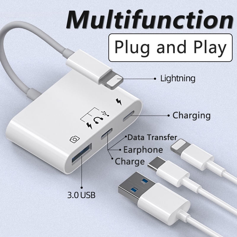Adaptador Otg Lightning A Usb / Tipo-c Multifuncion.