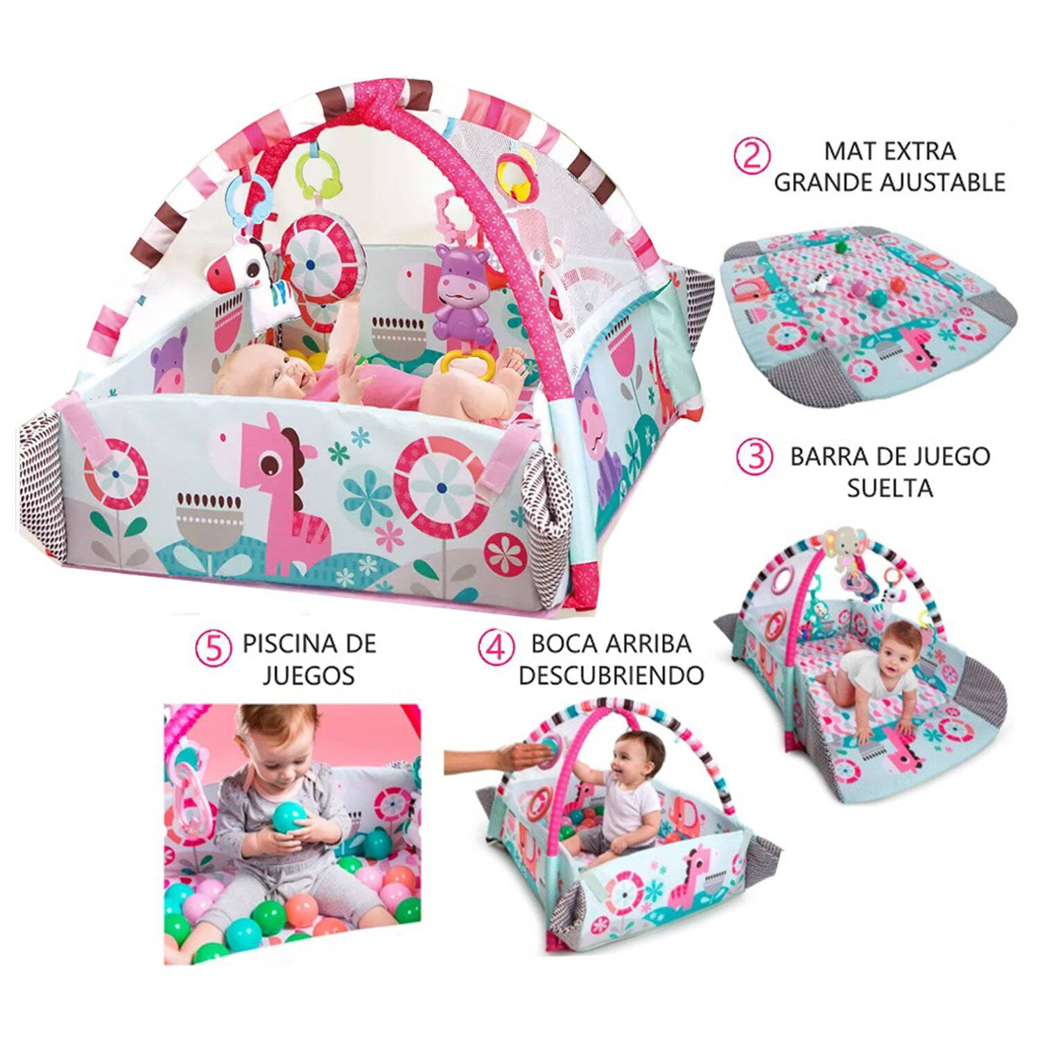 Gimnasio Ideal  para Bebé 5 en 1 Rosado