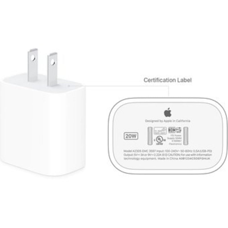 Cargador Adaptador 20w compatible con Apple